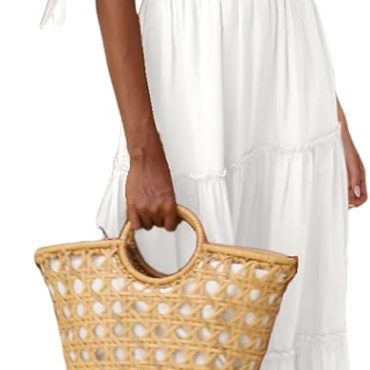 PRETTYGARDEN Womens Eyelet Cover Up Dress 2025 Summer Vacation Resort Maxi Dresses Beach Short Sleeve Hollow Out Sundress