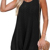 GOKATOSAU Women's Sexy Round Neck Mesh Long Sleeve Full Ruched Bodycon Mini Dress