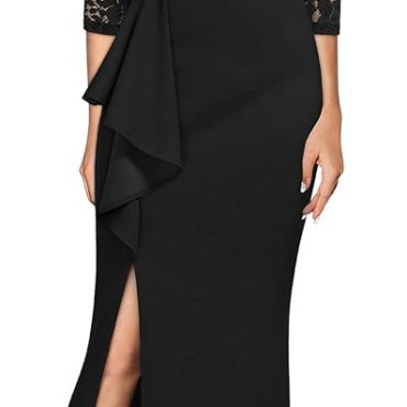 R.Vivimos Maxi Dress for Women Long Sleeve V Neck Empire Waist Layered Ruffle Boho Casual Flowy Long Dresses