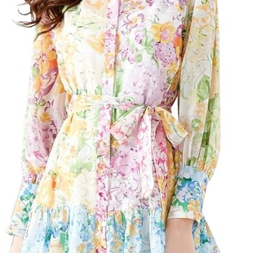 PRETTYGARDEN Women's Summer Flowy Maxi Dress Casual Cap Sleeve V Neck Smocked Beach Sundress