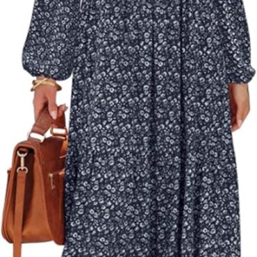 VIISHOW Women's Long Sleeve Loose Plain Maxi Dresses Casual Long Dresses with Pockets