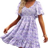 SCOMCHIC Womens Plus Size Wedding Guest Dress Formal Lace Wrap V Neck High Low Short Sleeve Cocktail Maxi Dresses XL-4XL