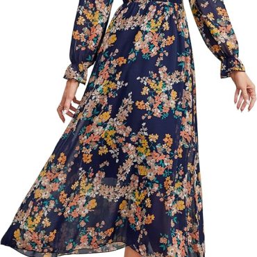 Women Denim Shirt Dress V Neck Short Sleeve Long Bottom Down A-Line Jeans Dresses with Pockets