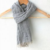 small blue grey striped linen scarf - short stripe scarf