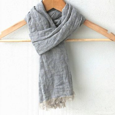 small blue grey striped linen scarf - short stripe scarf