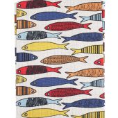 Linen Fishies Tea Towel, Natural Dish Towel, Sustainable Kitchen Towel, Linen Hand / Guest Towel with Colourful Fishies, Kitchen Accessory