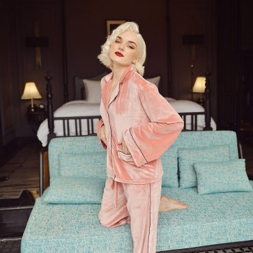 Pajamas Set Long Sleeve for Women - Winter Velvet Pajamas - Velvet Women PJs - Gift for Her