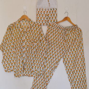Floral Print Cotton Pyjama Night Suit, Block Print Ethnic Women Night Wear Dress, Block Print Night Suit, Night Pjs Set, Bridesmaid Pjs Sets