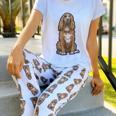 Springer / Cocker Spaniel pajama set with pants for women, 2 piece pajama sets for her, I love my dog, Animal lover perfect gift, pijama