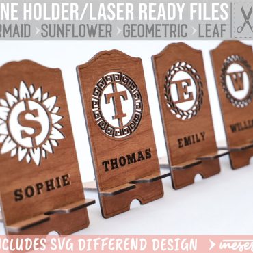 Cell Phone Holders stand Laser File | Mermaid| Sunflower, Geometric, Leaf, | Cell Phone Holders Stand Laser File | Laser Ready File