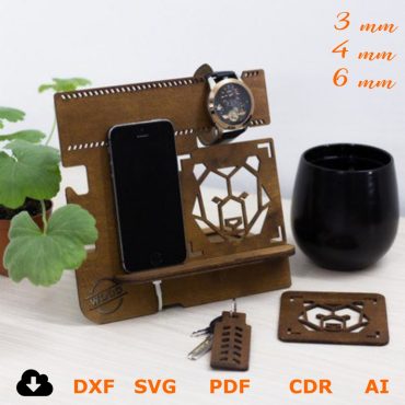 Wooden phone stand + keychain + coaster  ,Vector projects for CNC router and laser cutting, cnc Cut Vector stand phone laser cut 3mm 4mm 5mm