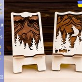Phone Stand Laser cut file Landscape nature forest, Svg, Multilayer Vector image