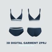 3D Digital Garment Women's Underwear Set ZPRJ - Clo 3D/ Marvelous Designer