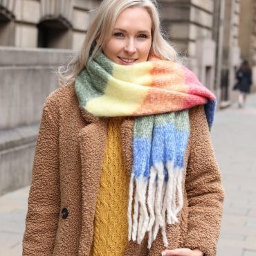 Rainbow Blanket Scarf, Womens Scarf, Oversized Shawl, Striped Scarf, Warm Winter Scarf, Scottish Gifts For Her, Christmas Gifts for Woman