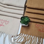 Hearts Personalised Embroidered Custom Winter Scarf Any Name or Initials Perfect  Birthday Valentines Mothers Day Christmas Gift for Her