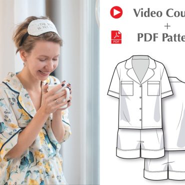 Video Course: How To Sew Women's Pajama - Sewing Pattern - Sleepwear Patterns - Women's PDF Sewing Patterns - PDF Pajama Patterns