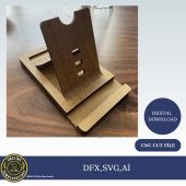 Laser cut phone stand svg template Glowforge phone stand svg cricut Wood cell phone holder vector cnc pattern laser cut wood model template