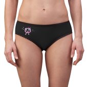 Black Women Underwear with custom Brand detail in pink, Personalized Women's Briefs  - Customizable and Stylish Underwear, Women's Briefs