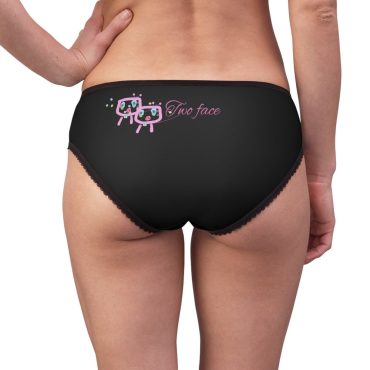 Black Women Underwear with custom Brand detail in pink, Personalized Women's Briefs  - Customizable and Stylish Underwear, Women's Briefs