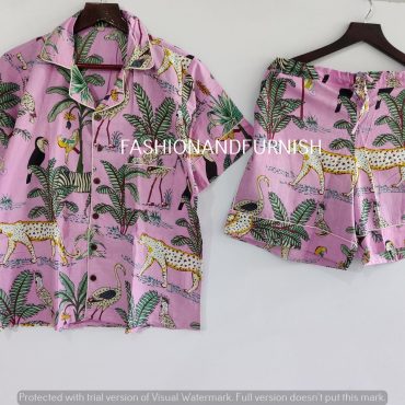 Indian PJ Set,100% Cotton Block Print Pajama Set, Night Wear, Bridesmaid Pajama Set, Womens pajamas Set Cotton Pants Shirt sets,Summer Dress