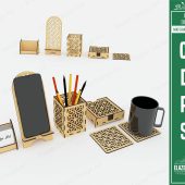 4 Pcs Laser Cut Svg Files, Business Card Holder, Phone Holder, Pencil Holder, Coaster, Vector Files For Laser Cutting