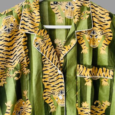 Animal Print Cotton Pajama Set, Hand Block Print Pajamas, Indian Pj Set, Gift For Her Woman Pjs Set