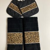 Ready to Ship Kitchen Towels - Black with Cheetah print