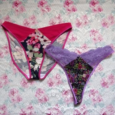 Reyna Hi-Cut/French Cut PDF sewing pattern: mid-rise medium coverage or thong back panty women’s underwear lingerie for stretch knits