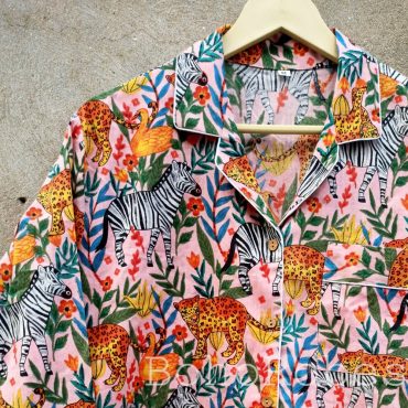 Indian Cotton Floral Printed PJ Set, Adult Nightsuit, Payjama Set, Bridesmaid PJ Set, Night Wear Dress, Pajamas Set