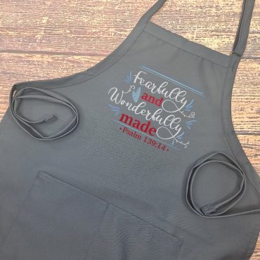 Verse apron embroidered kitchen accessory Psalm 139:14 with pockets adjustable neck favorite Bible verse gift for friend prayer partner