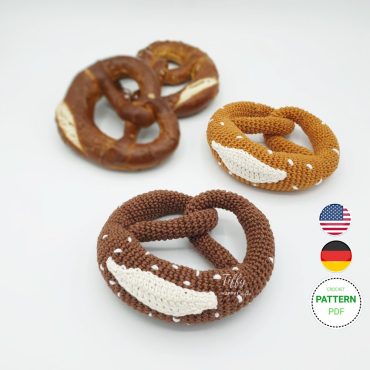 Pretzel for shop accessories, play kitchen crochet pattern (ENG & DEU) PDF file Instant download