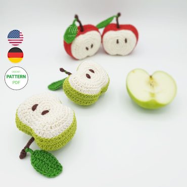 Half apple for shop accessories | Fruit and Vegetable Crochet Pattern (EN&DE) PDF File Instant Download