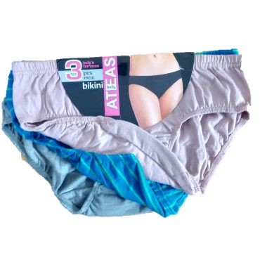 Ladies 3 pack Bikini Cotton Underwear (Assorted Colours) sizes S-XL