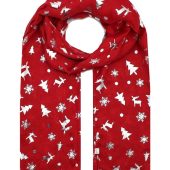 Christmas Scarf - Women's Scarves Silver Foil Reindeer & Snowflakes Trees Ladies Shawl Large Long Wrap