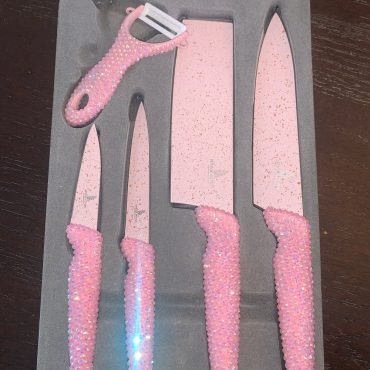 Pink Blinged Kitchen Knife Set