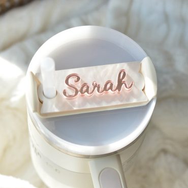 Iridescent Pink Stanley Name Plates Lid Toppers Cup Accessories Personalized Tag for Tumbler, 40 30 20 oz Matching Rose Quartz Glow Gift