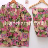 Peacock and Tree Printed Pajamas, Indian Cotton Pj’s, Night Cozy Wear,Women's PJ Set, Bridesmaid Pajama, Nightwear Women Pajama,Gift for her