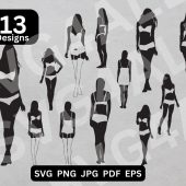Women's Underwear Silhouette Clipart Bundle, Digital Download SVG png jpg pdf eps, Lingerie Fashion Design Files for Crafting, 13 Designs