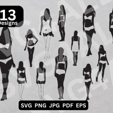 Women's Underwear Silhouette Clipart Bundle, Digital Download SVG png jpg pdf eps, Lingerie Fashion Design Files for Crafting, 13 Designs