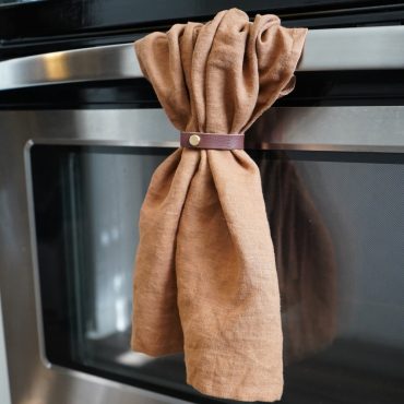 Decorative Kitchen Towel Hugger - Oven Door Towel holder, Leather Towel grip, Oven Handle Towel Holder, Stylish farmhouse Kitchen Accessory