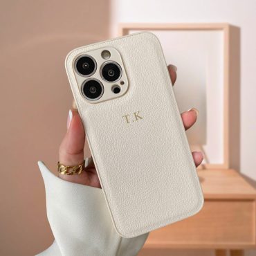 Personalized Leather Case for iPhone 16 Pro, iPhone 15 Phone case Initials Engraving, Monogram Engraved Vegan Leather Phone case, Gift idea