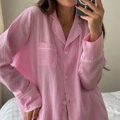 Muslin Pajama set Double gauze loungewear 100% cotton pyjama Bachelorette party pjs Bridal pajamas Crinkle cotton pajama Cotton Matching set