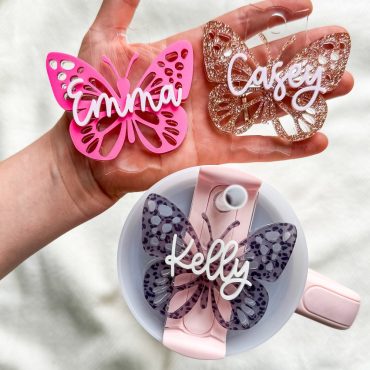 Butterfly Stanley Lid Tag | Butterfly Stanley Tag | Butterfly Stanley Plate Tag | Acrylic Personalized Name Tag |30oz & 40oz Stanley Tumbler