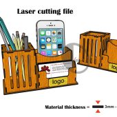 Laser cut Pencil and Pen stand with Business card And Phone holder 3mm-4mm