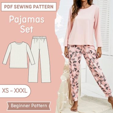 Women Pajama Set Pattern, Pajama Pattern, PJ Set Pattern, Lounge Pants Sewing Pattern PDF, Sewing Pattern for Women, Women Sewing Patterns