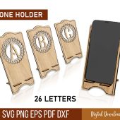 26 Letters Phone Stand Laser Cut Svg Files, Desk Organiser Laser Cut File, Adjustable Angle, Easy Assembly Display, Instant Glowforge Files.