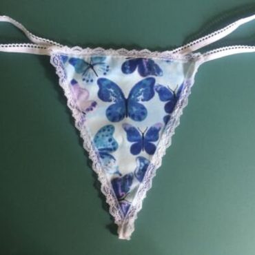 Womens Blue BUTTERFLIES Butterfly String ThongLingerie Underwear