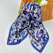 53cm 100% Mulberry Silk Square Scarf, Women's Scarf, Fashion Scarf, Bandana, Headband, Bag Accessory,Gift Idea flower，Gift for her