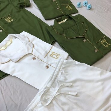 Olive Green Pyjamas Shirt Short Set Long Pant Pajamas Bridesmaid Pyjamas, Wedding Pyjamas, Matching Pajamas, Flower Girl Pajamas, Pajama Set