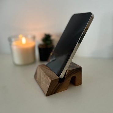 Wooden phone holder iphone holder, wood phone stand unique phone stand, handmade phone rest walnut wood desk phone holder, office desk decor